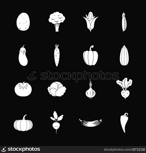 Vegetables icons set vector white isolated on grey background . Vegetables icons set grey vector
