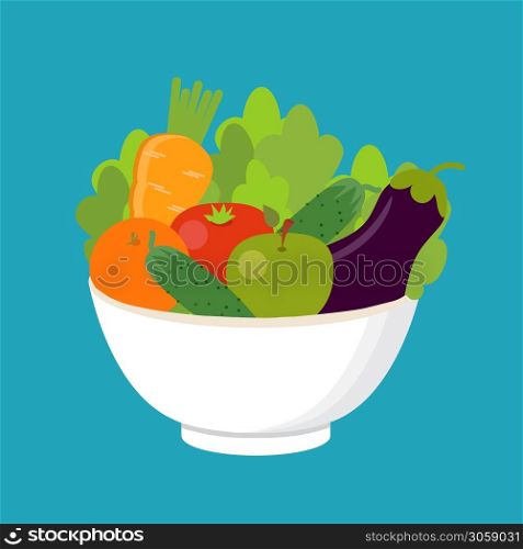 Vegetables on a plate. Healthy food concept. Vegan, vegetarian. Vector illustration.. Vegan, vegetarian. Vector illustration. Vegetables on a plate. Healthy food concept.