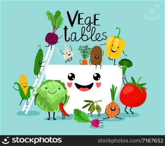 Vegetables salad diet. Fresh vegetarian healthy meals, vegetable bowl ingredients, raw food vegan diet design illustration. Vegetables salad diet