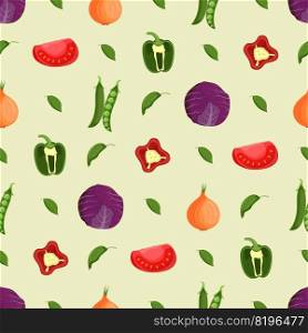 Vegetables seamless pattern. Vegetarian food, healthy eating concept. Flat vector illustration.. Vegetables seamless pattern. Vegetarian food, healthy eating concept. Flat vector illustration