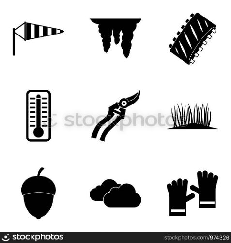 Vegetal icons set. Simple set of 9 vegetal vector icons for web isolated on white background. Vegetal icons set, simple style