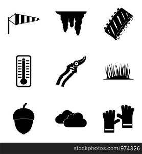Vegetal icons set. Simple set of 9 vegetal vector icons for web isolated on white background. Vegetal icons set, simple style