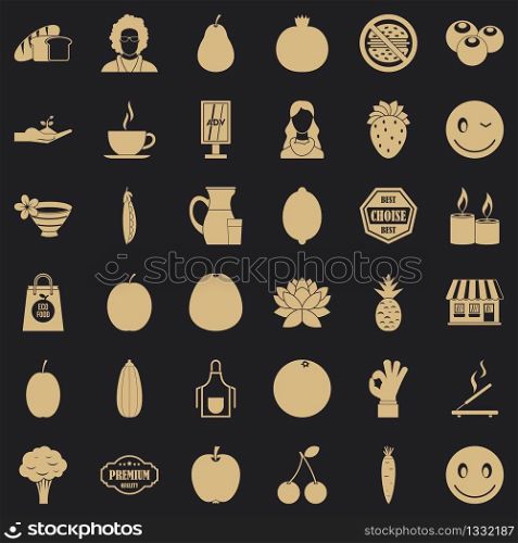 Vegetarian burger icons set. Simple style of 36 vegetarian burger vector icons for web for any design. Vegetarian burger icons set, simple style