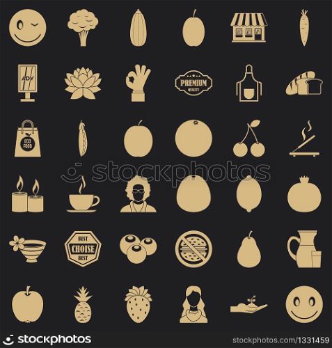 Vegetarian cafe icons set. Simple style of 36 vegetarian cafe vector icons for web for any design. Vegetarian cafe icons set, simple style