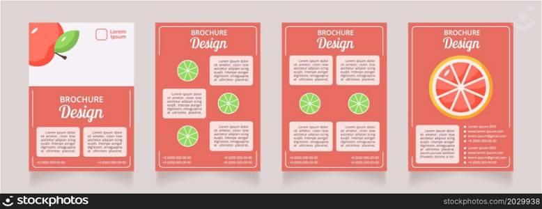 Vegetarian dieting and nutrition blank brochure layout design. Vertical poster template set with empty copy space for text. Premade corporate reports collection. Editable flyer paper pages. Vegetarian dieting and nutrition blank brochure layout design