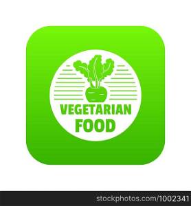 Vegetarian food icon green vector isolated on white background. Vegetarian food icon green vector