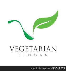 vegetarian food logo illustration design template - vector