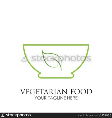 vegetarian food logo illustration design template - vector
