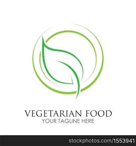 vegetarian food logo illustration design template - vector
