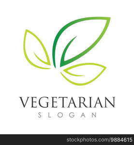 vegetarian food logo illustration design template - vector