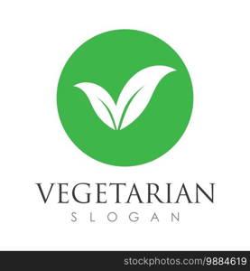 vegetarian food logo illustration design template - vector