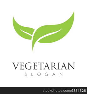 vegetarian food logo illustration design template - vector