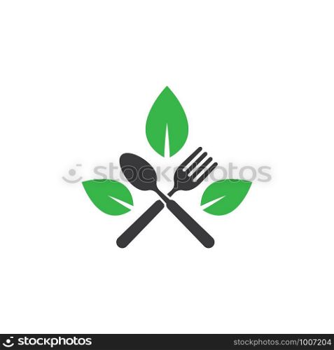 Vegetarian food logo template vector icon