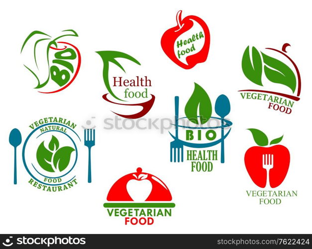 Vegetarian food symbols set for healthy lifestyle