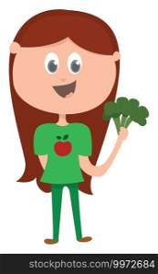 Vegetarian girl, illustration, vector on white background