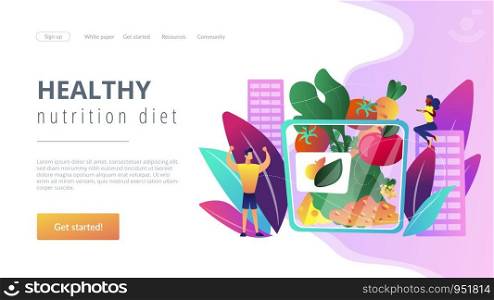 Vegetarian healthy eating, vegan takeaway meal, organic food. Assorted snack pack, trendy snack on the go, healthy nutrition diet concept. Website homepage landing web page template.. Assorted snack pack concept landing page.