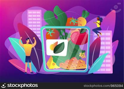 Vegetarian healthy eating, vegan takeaway meal, organic food. Assorted snack pack, trendy snack on the go, healthy nutrition diet concept. Bright vibrant violet vector isolated illustration. Assorted snack pack concept vector illustration.