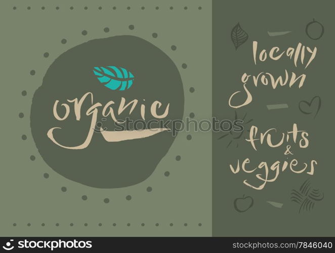 Vegetarian - Organic - Illustration and calligraphy. EPS vector file. Hi res JPEG included.