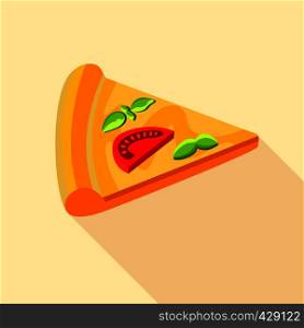 Vegetarian pizza icon. Flat illustration of vegetarian pizza vector icon for web. Vegetarian pizza icon, flat style
