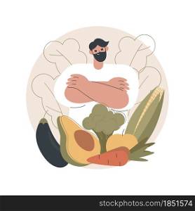 Vegetarianism abstract concept vector illustration. Vegetarian diet, meat abstinence, healthy lifestyle, fresh organic products, without milk and eggs, green salad abstract metaphor.. Vegetarianism abstract concept vector illustration.