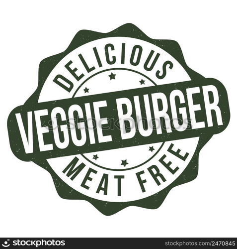Veggie burger grunge rubber st&on white background, vector illustration