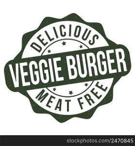 Veggie burger grunge rubber st&on white background, vector illustration