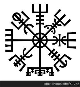 Vegvisir. The Magic Navigation Compass of Vikings. Runescript from Ancient Medieval Icelandic Manuscript Book. Talisman for luck road and good voyage.. Vegvisir. The Magic Compass of Vikings. Runic Talisman.