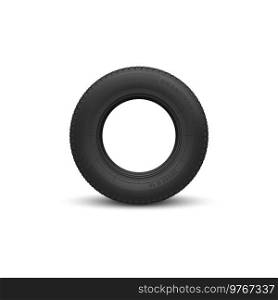 Vehicle black rubber tire isolated mockup. Vector round car wheel, automobile rim. Car rim isolated rubber tyre, vehicle spare part