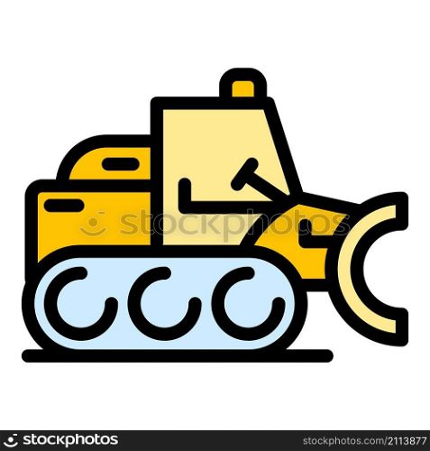 Vehicle bulldozer icon. Outline vehicle bulldozer vector icon color flat isolated. Vehicle bulldozer icon color outline vector