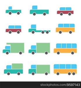 Vehicle car icons vector image