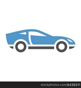 vehicle flat icon. Sport car - gray blue icon isolated on white background