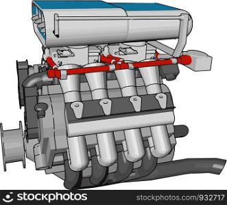Vehicle or pump engine with complicated design It coverts one form of energy into another form It require some energy to run vector color drawing or illustration