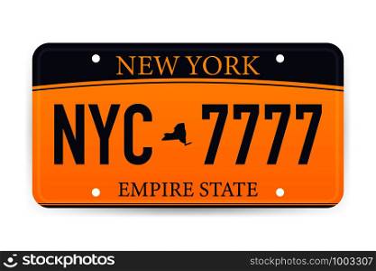 Vehicle registration of New York registration plates nummer car. Vector stock illustration.. Vehicle registration of New York registration plates nummer car. Vector illustration.