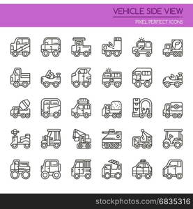 Vehicle Side View , Thin Line and Pixel Perfect Icons