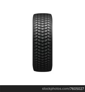 Vehicle tires with winter tread pattern isolated. Vector car tyre profile, transport rubber wheel. Car tire side view isolated. Vector vehicle tyre