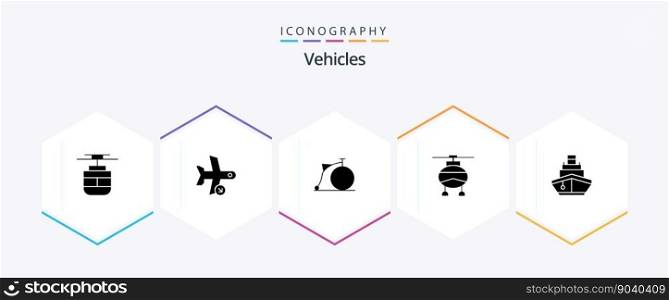 Vehicles 25 Glyph icon pack including cruise. transportation. transportation. transport. wheel