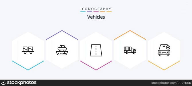 Vehicles 25 Line icon pack including transport. delivery. transport. highway. creative
