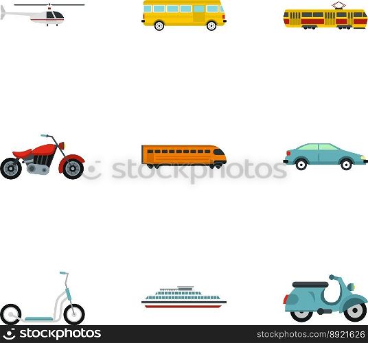 Vehicles icons set flat style vector image
