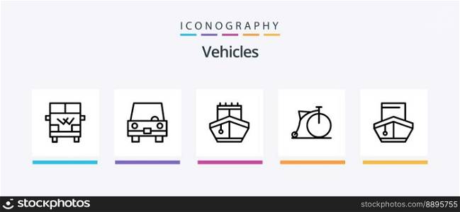 Vehicles Line 5 Icon Pack Including cruise. transportation. transportation. transport. vehicles. Creative Icons Design