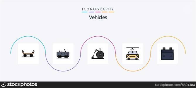 Vehicles Line Filled Flat 5 Icon Pack Including . vehicle. vehicles