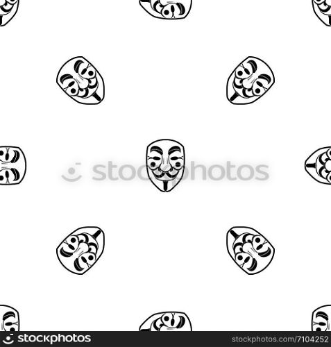 Vendetta mask pattern repeat seamless in black color for any design. Vector geometric illustration. Vendetta mask pattern seamless black
