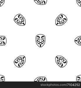 Vendetta mask pattern repeat seamless in black color for any design. Vector geometric illustration. Vendetta mask pattern seamless black