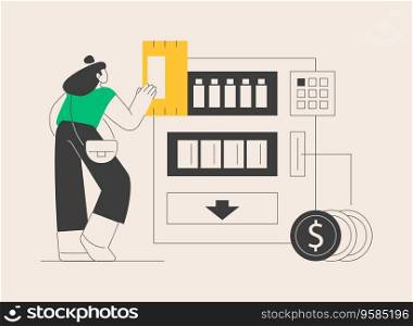 Vending machine abstract concept vector illustration. Vending business, self-service machine, snacks and beverages, small business, takeaway coffee, public space, commerce abstract metaphor.. Vending machine abstract concept vector illustration.