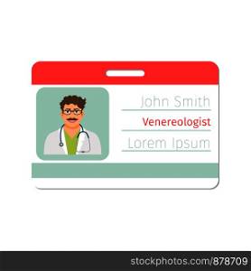 Venereologist medical specialist badge template for game design or medicine industry. Vector ilustration. Venereologist medical specialist badge template