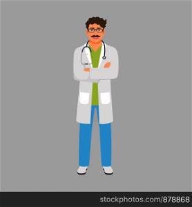 Venereologist medical specialist isolated vector illustration on grey background. Venereologist medical specialist