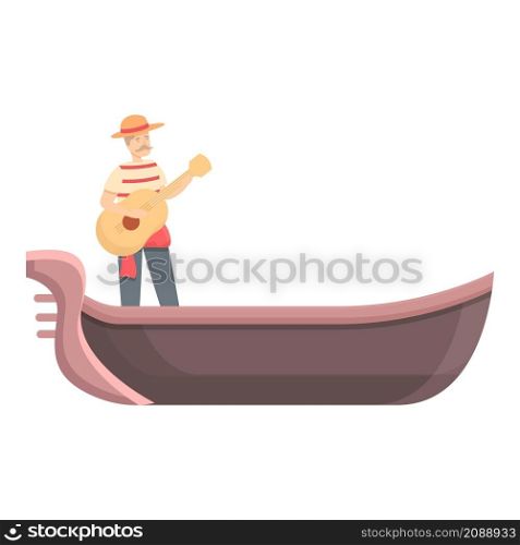 Venetian gondolier icon cartoon vector. Gondola boat. Italian travel. Venetian gondolier icon cartoon vector. Gondola boat