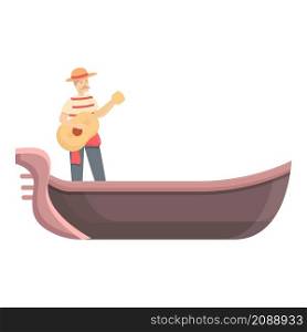 Venetian gondolier icon cartoon vector. Gondola boat. Italian travel. Venetian gondolier icon cartoon vector. Gondola boat