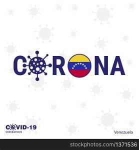 Venezuela Coronavirus Typography. COVID-19 country banner. Stay home, Stay Healthy. Take care of your own health