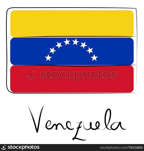 Venezuela country flag doodle with text isolated on white