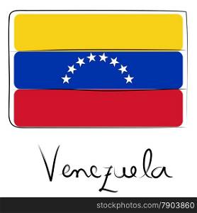 Venezuela country flag doodle with text isolated on white